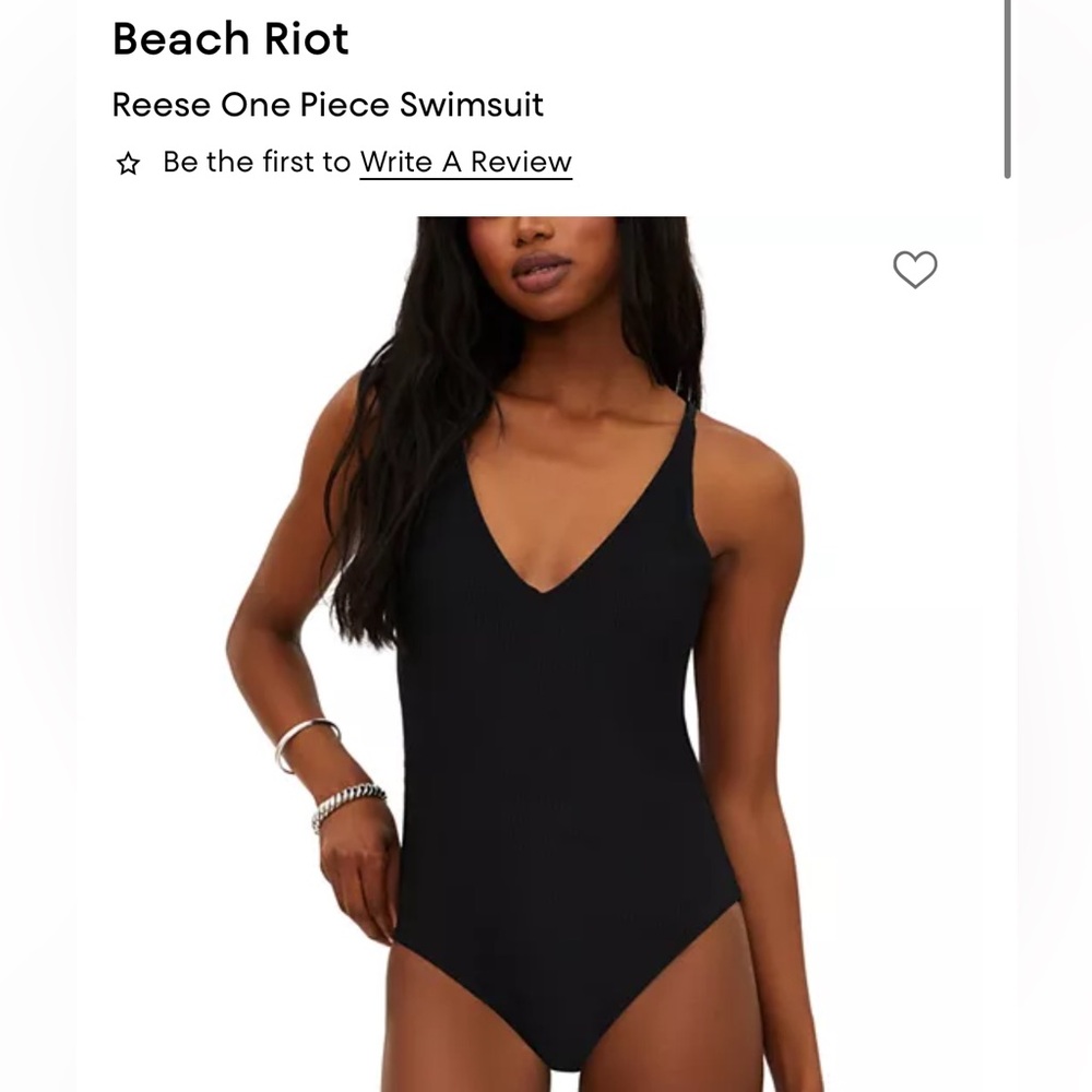 NWOT Beach Riot Reese Black Ribbed One-Piece Swimsuit - Picture 4 of 6
